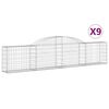 vidaXL Schanskorven 9 st gewelfd 300x30x60/80 cm gegalvaniseerd ijzer