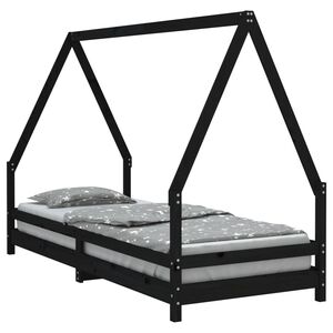 vidaXL Kinderbedframe 80x200 cm massief grenenhout zwart