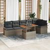 vidaXL Tuin Sofa Set met opslag 7 pcs Grijs Poly riet