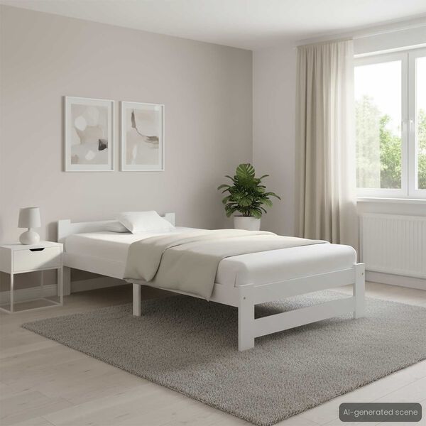 vidaXL Bedframe massief grenenhout wit 100x200 cm