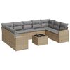 vidaXL 10-delige Loungeset met kussens poly rattan beige