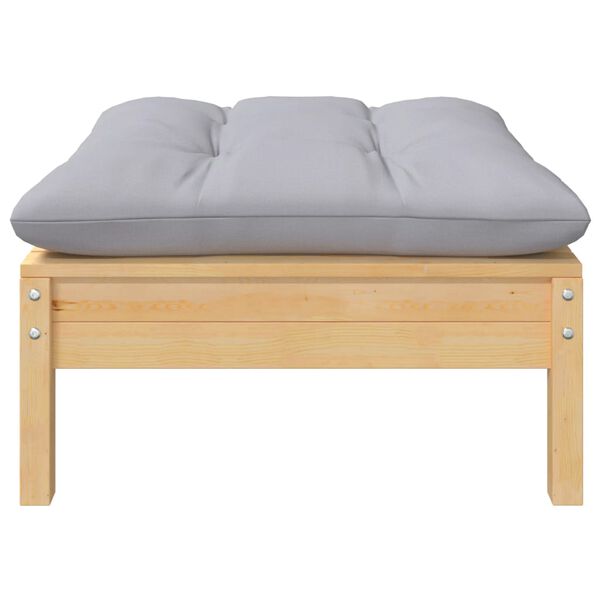 vidaXL Tuinbank 2-zits met grijze kussens massief grenenhout