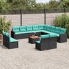vidaXL 14-delige Loungeset met kussens poly rattan zwart