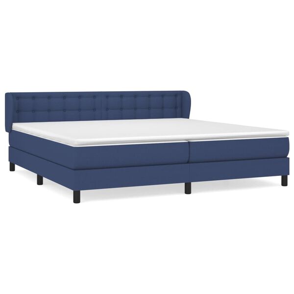 vidaXL Boxspring met matras stof blauw 200x200 cm