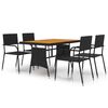 vidaXL 5-delige Tuinset poly rattan zwart