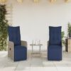 vidaXL Tuinstoelen 2 st verstelbaar met tafel poly rattan grijs