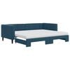 vidaXL Slaapbank onderschuifbed en matrassen 90x200 cm fluweel blauw