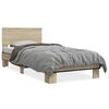 vidaXL Bedframe bewerkt hout en metaal sonoma eikenkleurig 90x190 cm