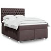 vidaXL Boxspring met matras stof donkerbruin 140x190 cm