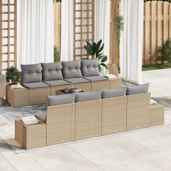 vidaXL Tuin Sofa Set met kussen 7 pcs Beige en Licht Grijs poly rattan