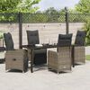 vidaXL Tuin eettafelset met kussen 5 pcs Grijs poly rattan
