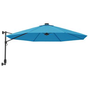 vidaXL Wandparasol met LEDs 290 cm zeeblauw