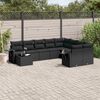 vidaXL 10-delige Loungeset met kussens poly rattan zwart