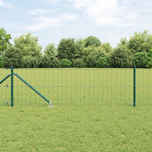 vidaXL Hek met Paal Groen 0,8 x 25 m Staal en PVC