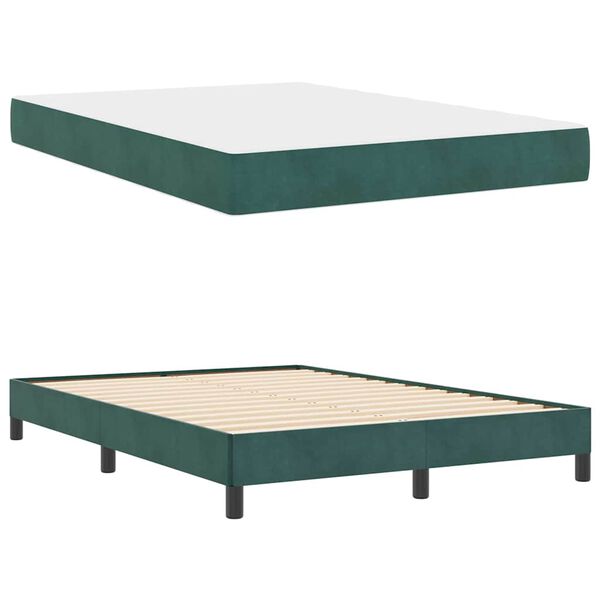vidaXL Boxspringbed met matras Donkergroen 160 x 220 cm Stof