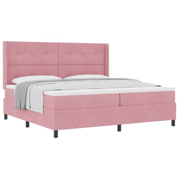 vidaXL Boxspringbed met matras Roze 200 x 200 cm Fluweel