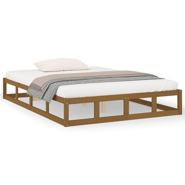 vidaXL Bedframe massief hout honingbruin 120x190 cm
