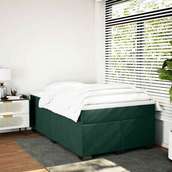 vidaXL Boxspring met matras fluweel donkergroen 120x190 cm