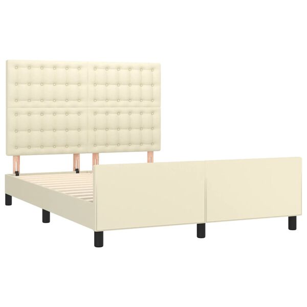 vidaXL Bedframe met hoofdbord kunstleer cr&egrave;mekleurig 140x190 cm