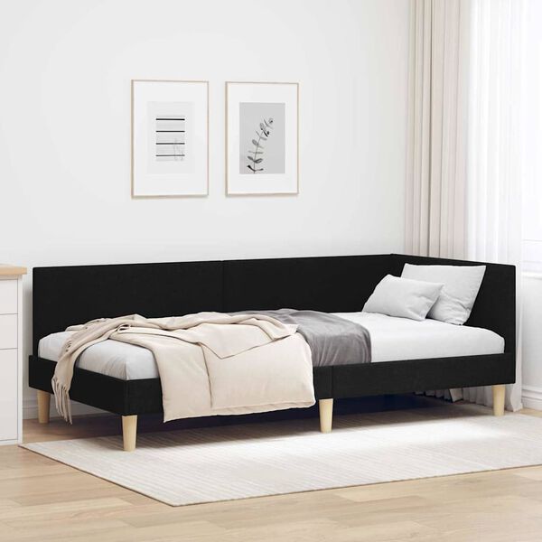 vidaXL Hoekbedframe met hoofdeinde Zwart 100 cm x 200 cm Fluweel