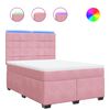 vidaXL Boxspring met matras fluweel roze 140x190 cm