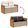 vidaXL Tuinbankenset met kussen 9 pcs Beige en Cr&egrave;me poly rattan