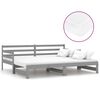 vidaXL Slaapbank uitschuifbaar massief grenenhout grijs 2x(90x200) cm