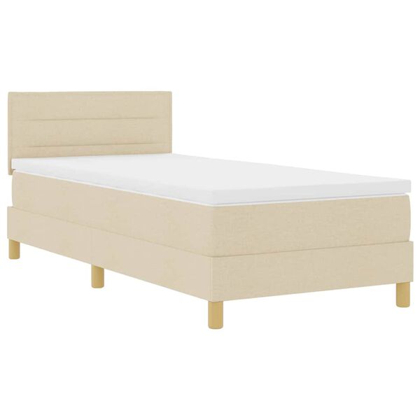 vidaXL Boxspringbed met matras met hoofdeinde Cr&egrave;me 100 x 200 cm Stof