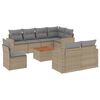 vidaXL 9-delige Loungeset met kussens poly rattan beige
