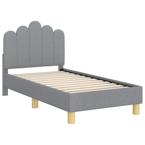 vidaXL Peuterbedframe met hoofdbord Lichtgrijs 70 x 140 cm Stof