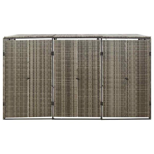 vidaXL Containerberging driedubbel 207x80x117 cm poly rattan grijs