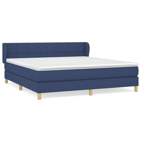 vidaXL Boxspring met matras stof blauw 160x200 cm
