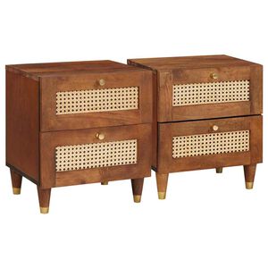 vidaXL Nachtkastje 2 st Bruin 40 x 33 x 46 cm Massief acaciahout