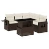 vidaXL 6-delige Loungeset met kussens poly rattan bruin