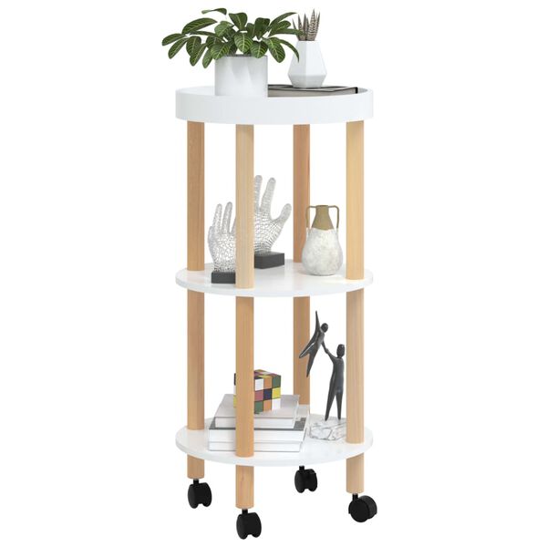 vidaXL Trolley 38x38x82 cm bewerkt hout en massief grenenhout wit