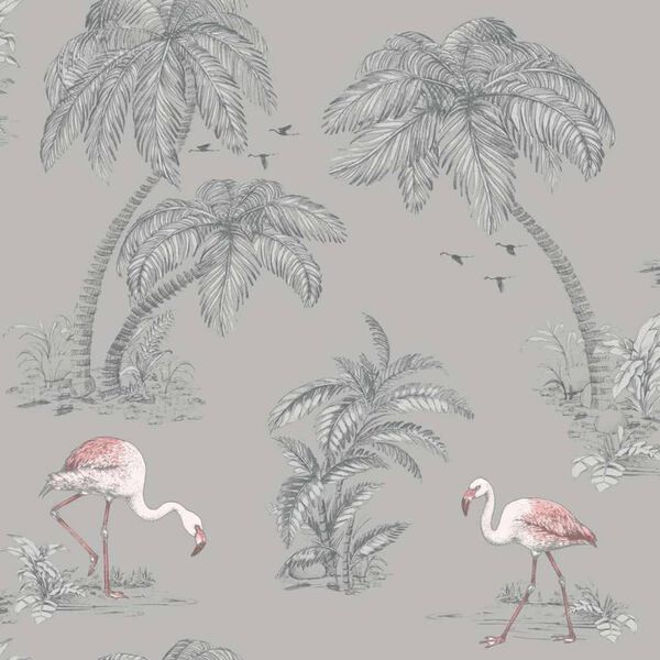 DUTCH WALLCOVERINGS Behang flamingo grijs
