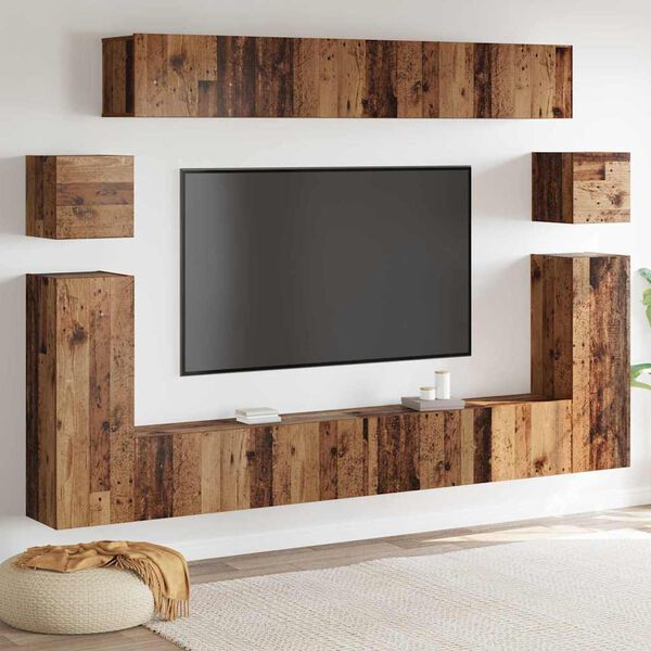 vidaXL TV Eenheden Wandgemonteerd 4 pcs Oud Hout Bewerkt hout