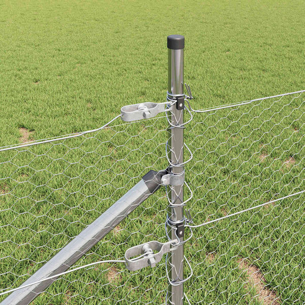 vidaXL Afrasteringspaal Zilver 100 x 1,2 m (25 mm gaas) Staal