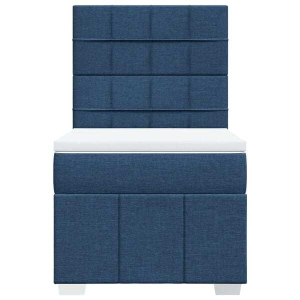vidaXL Boxspring met matras stof blauw 90x190 cm