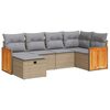 vidaXL 6-delige Loungeset met kussens poly rattan beige