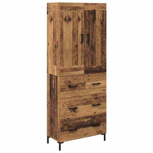 vidaXL Hoge kast 2 st Oud Hout 69,5 x 34 x 180 cm Bewerkt hout