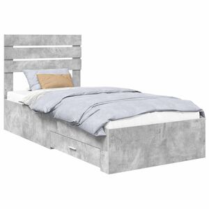 vidaXL Bedframe Beton Grijs en Zilver 70 x 190 cm Bewerkt hout