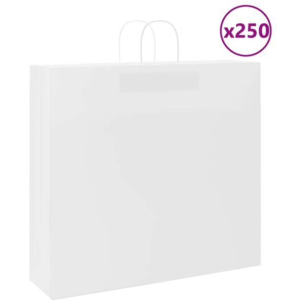 vidaXL Papieren zakken 250 st met hengsels 54x15x49 cm wit