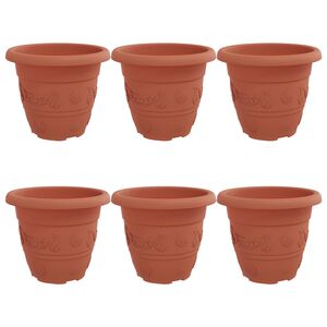 vidaXL Ronde Bloempot 6 pcs Baksteenrood &Oslash; 26 x 21.5 cm Kunststof