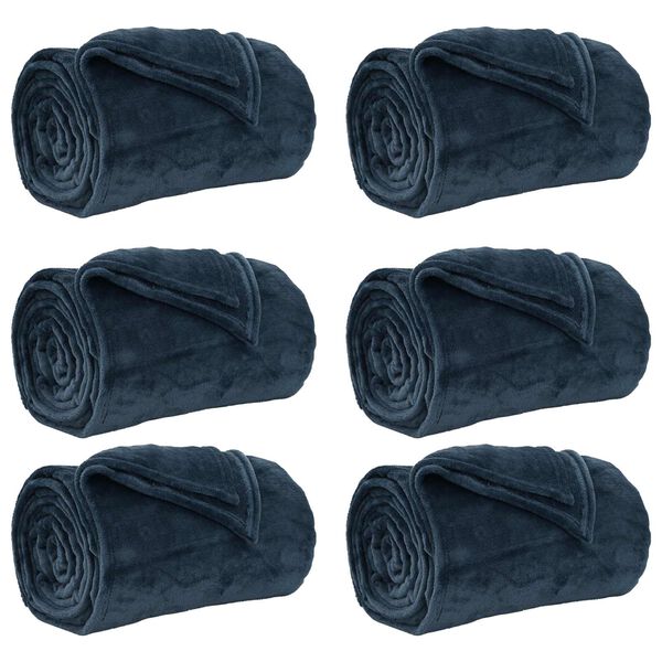 vidaXL Kleden 6 pcs Marineblauw 240 x 270 cm Fleece