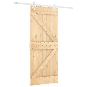 vidaXL Schuifdeur Natuurlijk en Wit 80 x 210 cm Massief grenenhout