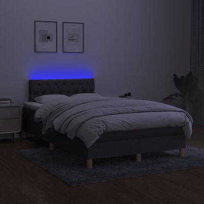 vidaXL Boxspring met matras en LED stof donkergrijs 120x200 cm