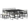 vidaXL 11-delige Tuinset met kussens poly rattan zwart