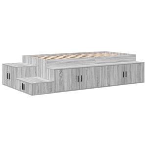 vidaXL Opbergbedframe Grijs Sonoma 80 cm Bewerkt hout
