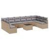 vidaXL Bankstel 11 st Beige poly rattan
